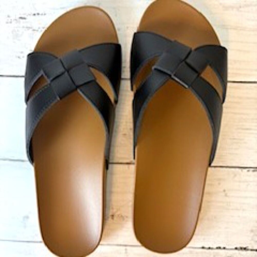 NEW w/Box Arch Support Women's Sandals Slides Summer Beach Black Size 8.5